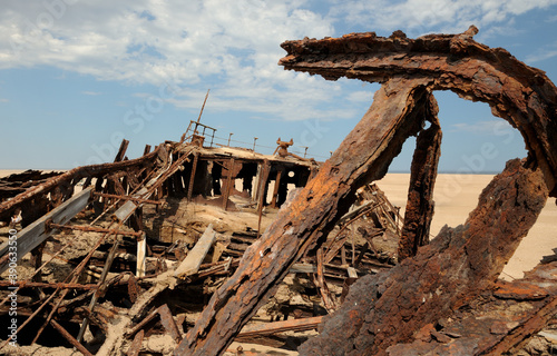 Rust and deterioration taking its toll on the Eduard Bohlan wreck in the Namib desert since 1909