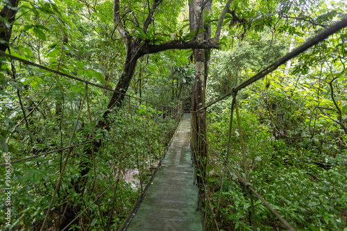 Long steel suspension bridge in Valle de Anton, Panama