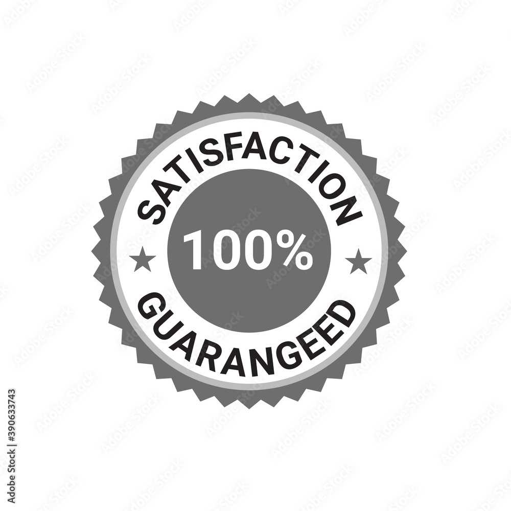 Satisfaction guarantee 100% logo, Money back guarantee, Customer Service, Vector logo