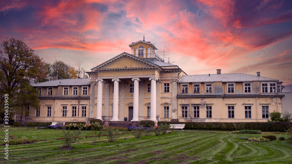 Krimulda Palace in Gauja National Park Near Sigulda, Latvia. Krimulda Manor, Rehabilitation Clinic