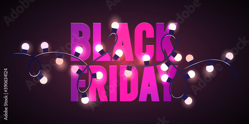 Black friday sale pink lights flyer template
