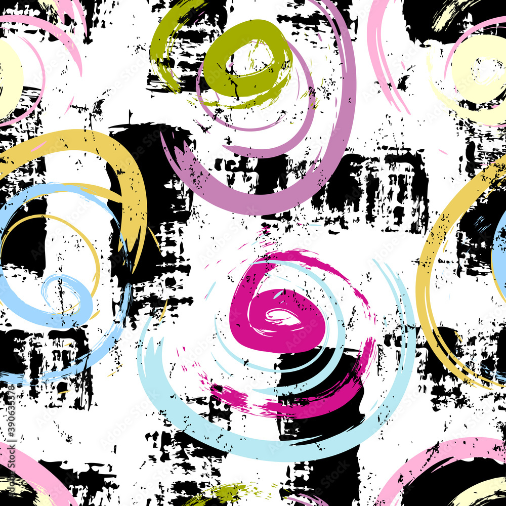 Obraz premium seamless abstract background pattern, with circles/swirls, paint strokes and splashes