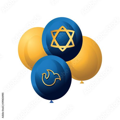 hanukkah, star of David in the balloon decoration flat icon