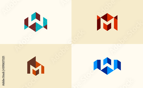 Letter M logo design. Concept for architecture urban city skyline Real Estate. Vector Illustration