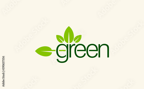 Green Concept with green fonts and leaf
