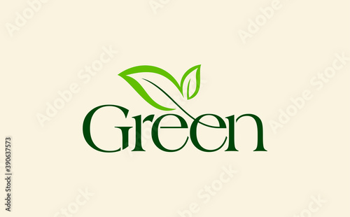 Green Concept with green fonts and leaf
