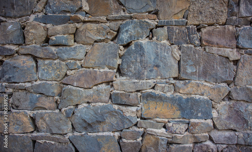 Castle wall made of old stones textures for design and photo background.
