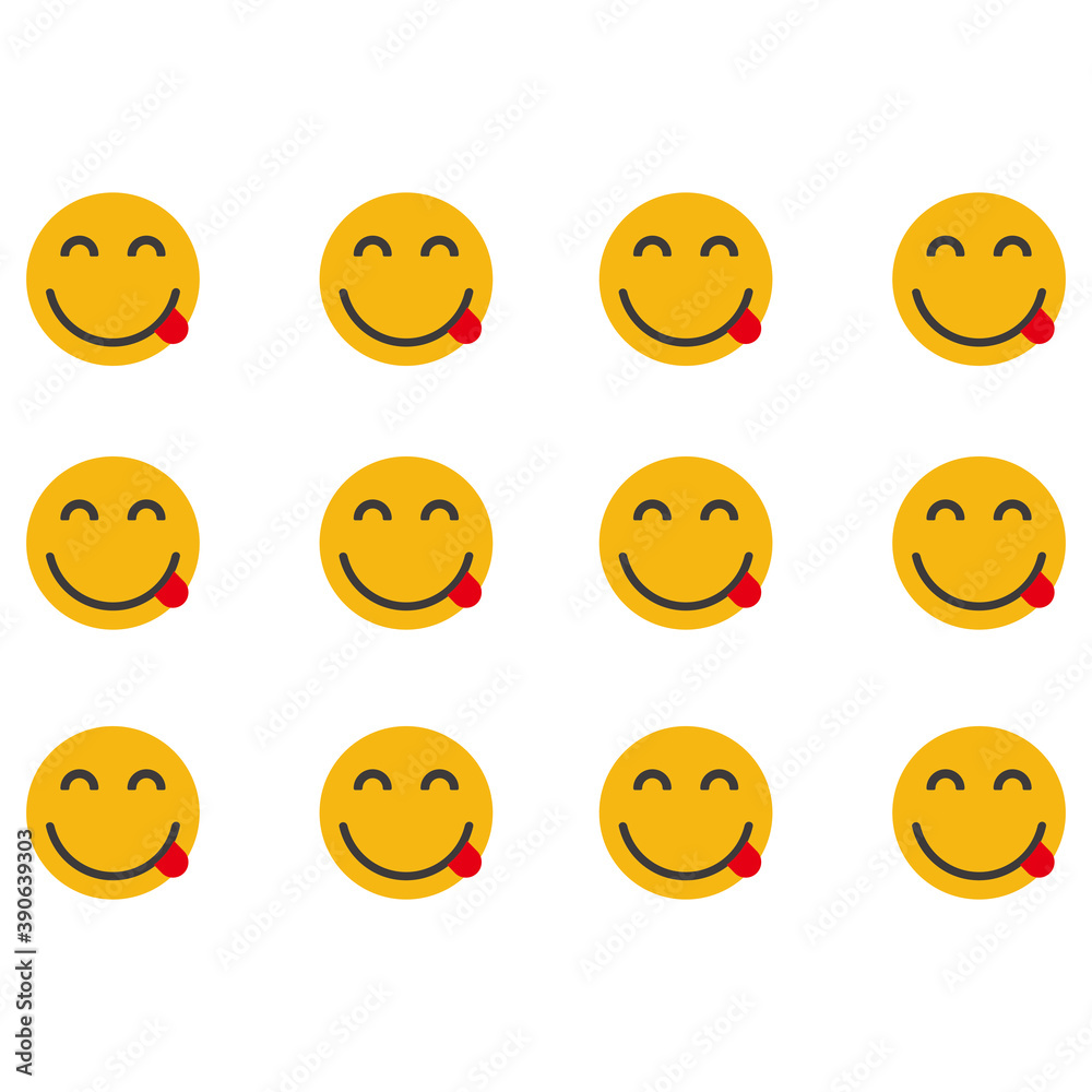 emoji set, icon savouring delicious food