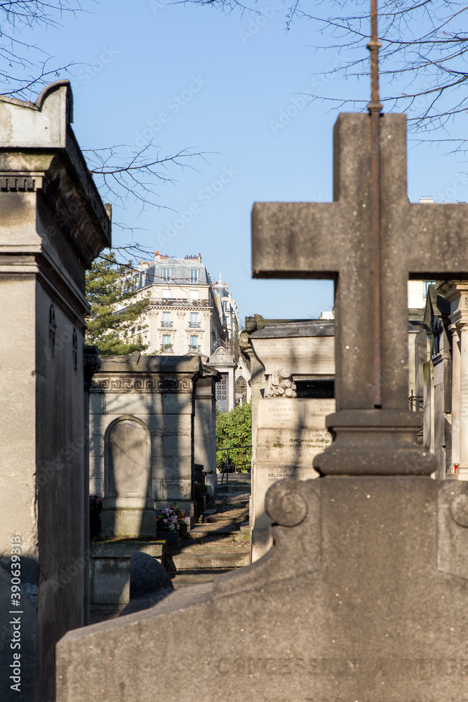 Cementerio de Montmartre en la ciudad de Paris, pais de Francia Stock