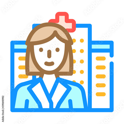 doctor woman job color icon vector illustration