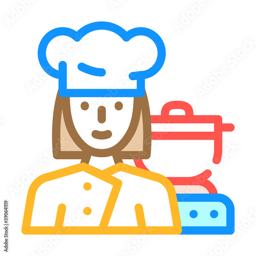cook woman job color icon vector illustration