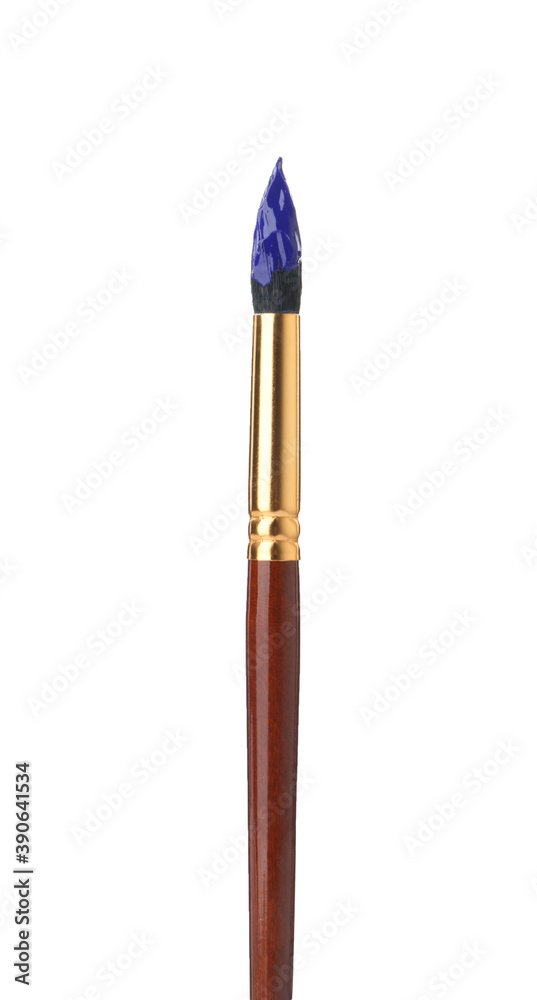 Brush with colorful paint isolated on white Brush with colorful paint isolated on white