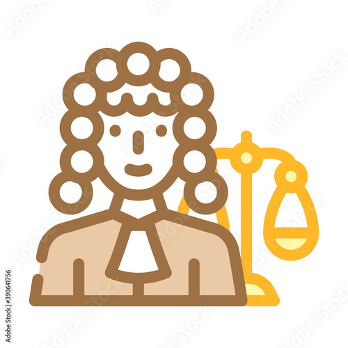 judge woman job color icon vector illustration