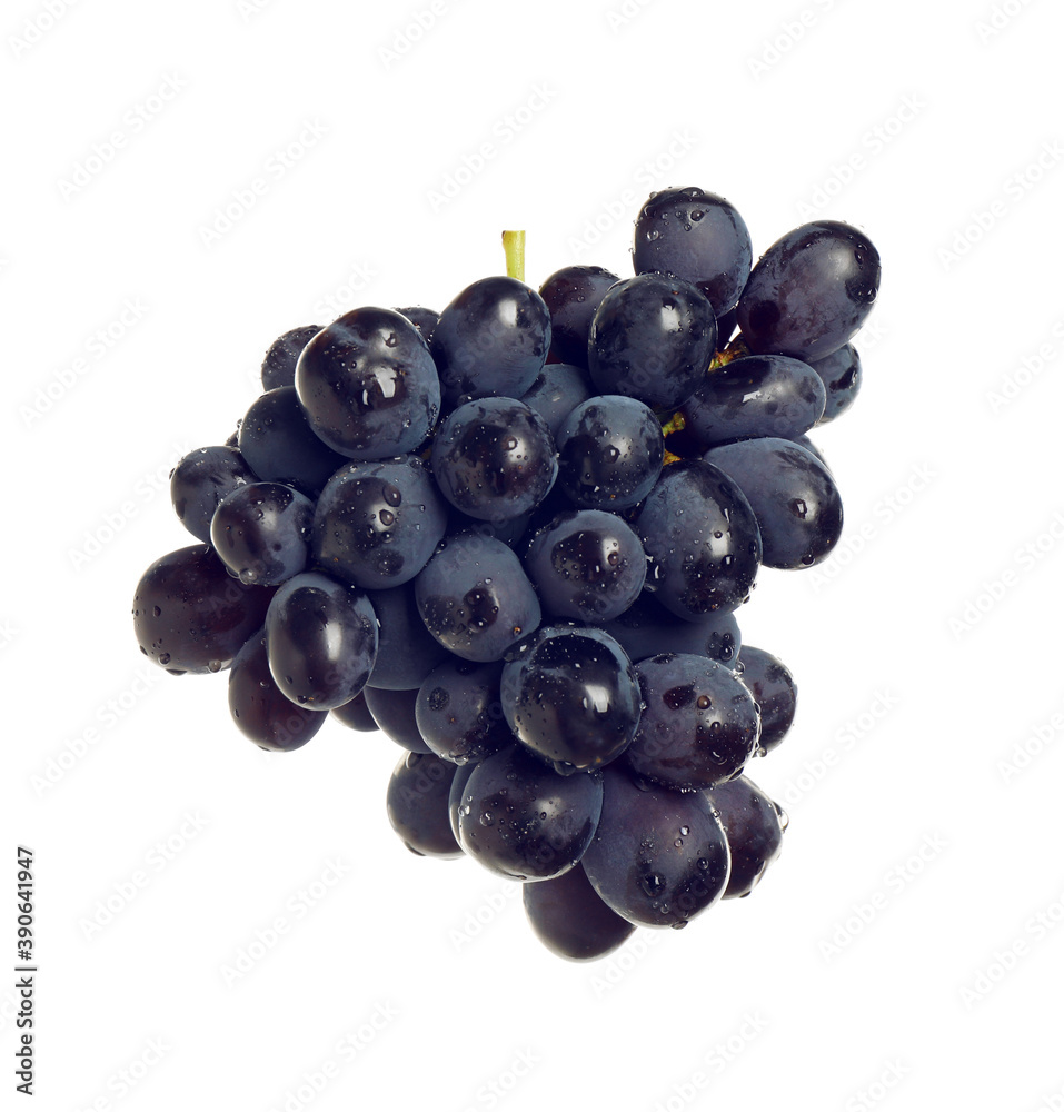 Bunch of fresh ripe juicy dark blue grapes isolated on white Bunch of fresh ripe juicy dark blue grapes isolated on white