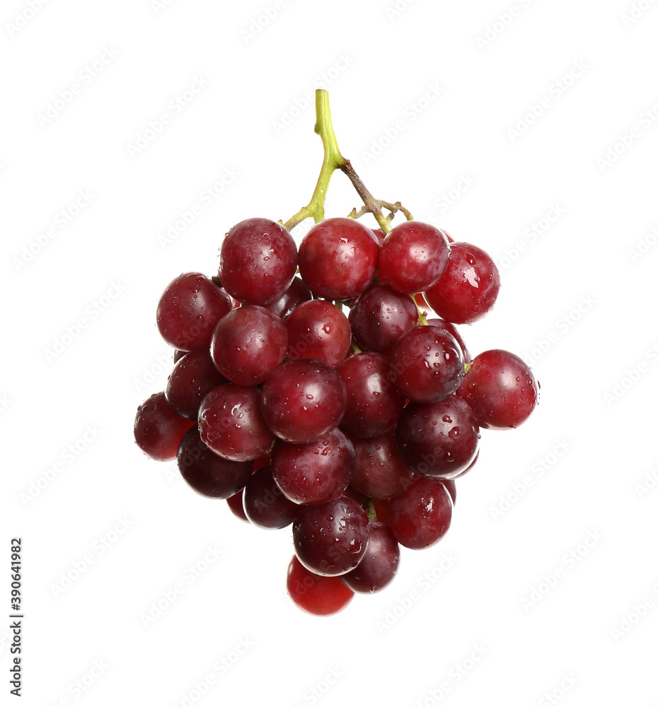 Bunch of fresh ripe juicy red grapes isolated on white