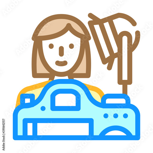 photographer woman job color icon vector illustration