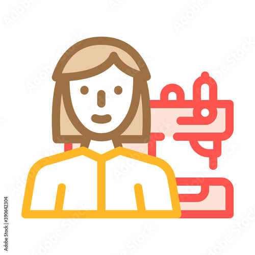 seamstress woman job color icon vector illustration