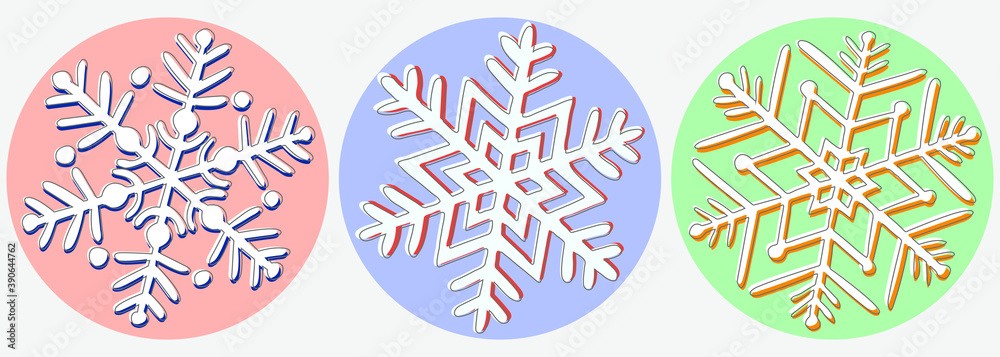 Vector cute snowflakes, winter new year set