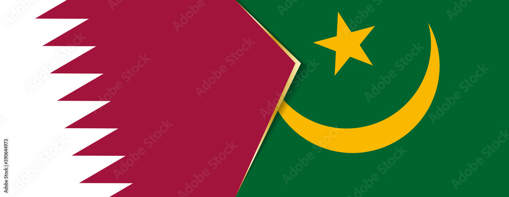 Qatar and Mauritania flags, two vector flags. Qatar and Mauritania flags, two vector flags.