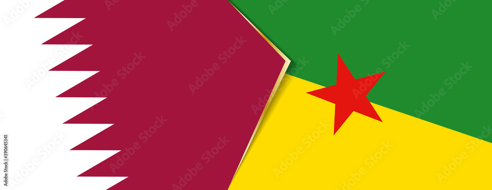 Qatar and French Guiana flags, two vector flags. Qatar and French Guiana flags, two vector flags.