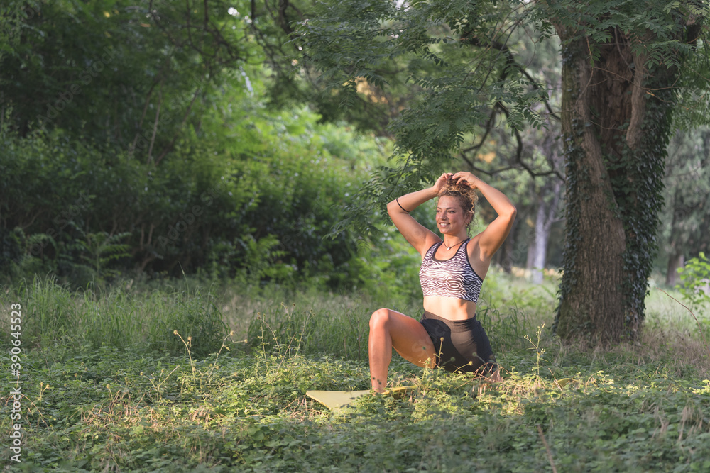 girl or woman doing sports outdoors near a river, nature girl or woman doing sports outdoors near a river, nature