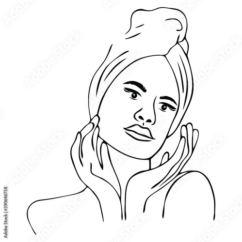 Vector illustration of Beautiful woman spa treatment. Beauty procedures