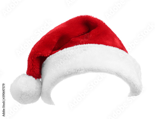 Red Santa Claus hat isolated on white