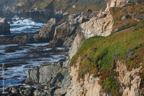 Landscape of the shoreline of the Pacific Ocean south of Monterey, California, USA