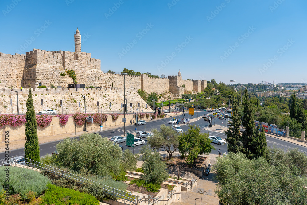 A view of the old city of Jerusalem by Jaffa gate