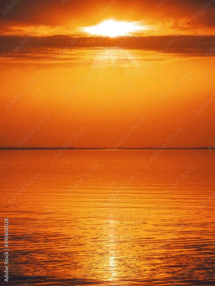 golden sunset over the calm sea