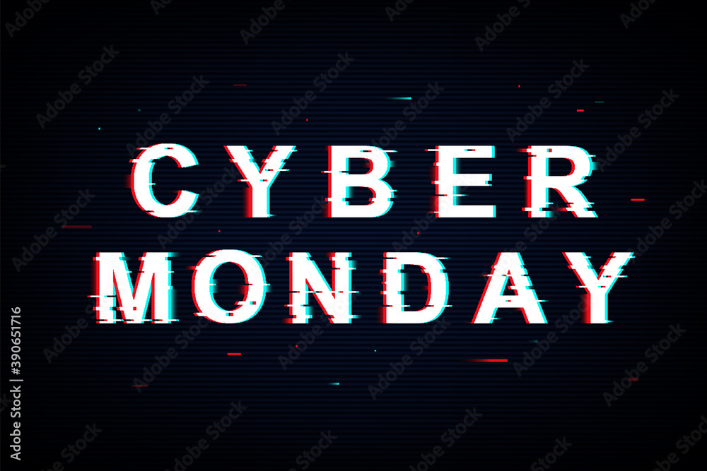 Cyber Monday template poster in neon glitch style Cyber Monday template poster in neon glitch style