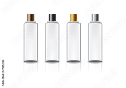 White square cosmetic bottle with 4 colors plain screw lid for beauty or healthy product.
