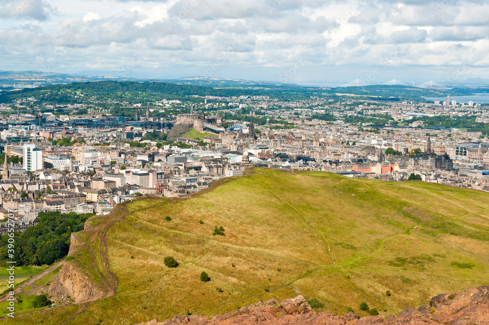 The view from Arthur's Seat, Holyrood Park, Edinburgh, Scotland.