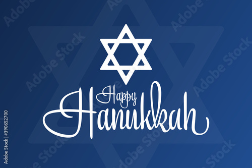 Happy Hanukkah. Holiday concept. Template for background, banner, card, poster with text inscription. Vector EPS10 illustration.