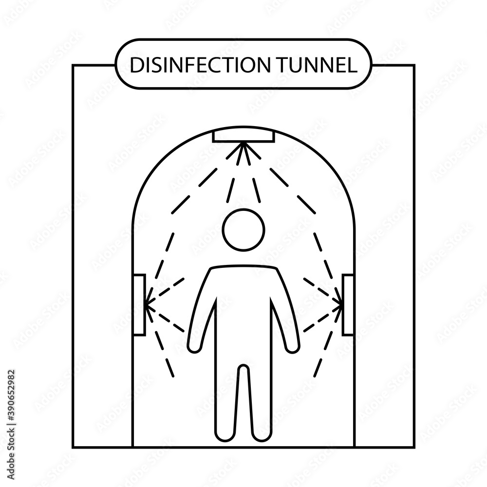 Disinfection tunnel for people. Sanitizing station. Sanitation tunnel