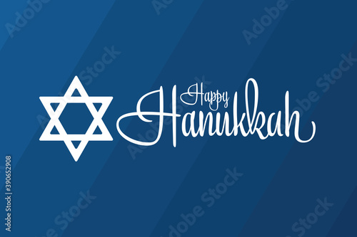 Happy Hanukkah. Holiday concept. Template for background, banner, card, poster with text inscription. Vector EPS10 illustration.