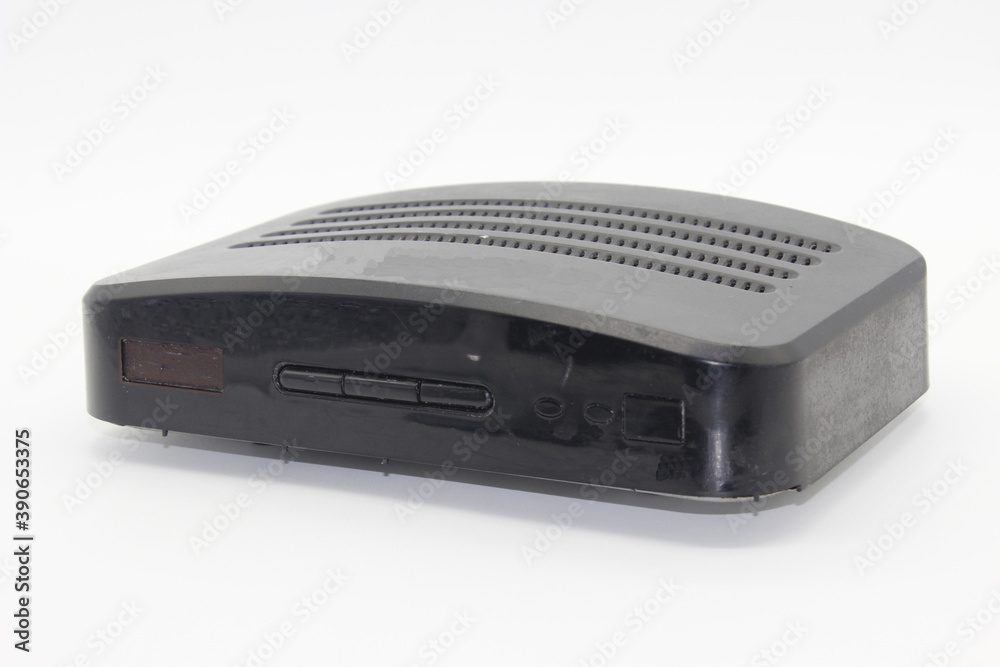 tv set top box isolated on white background with selective focus tv set top box isolated on white background with selective focus