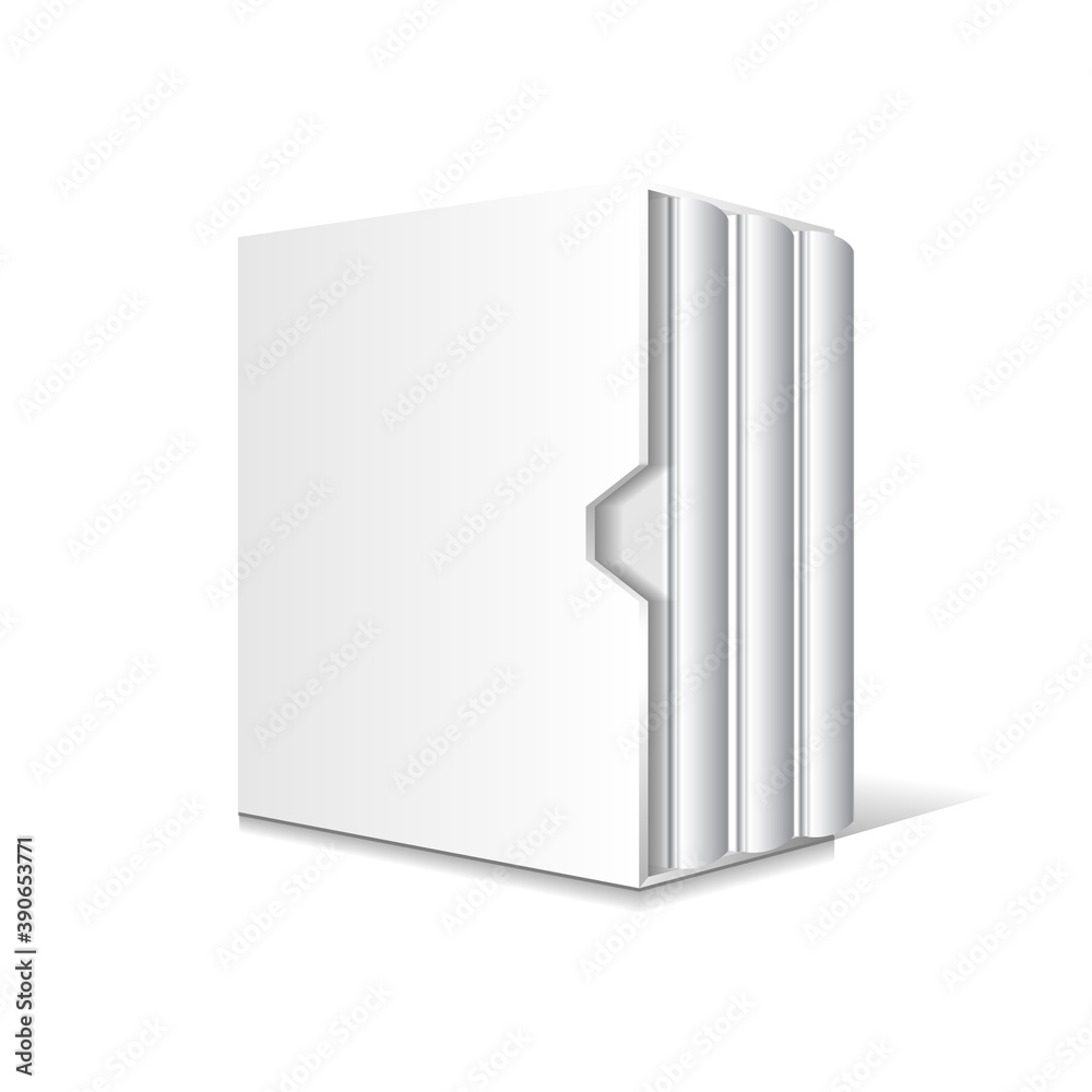 Naklejka premium Set of 3 standing books in box cover mockup template.