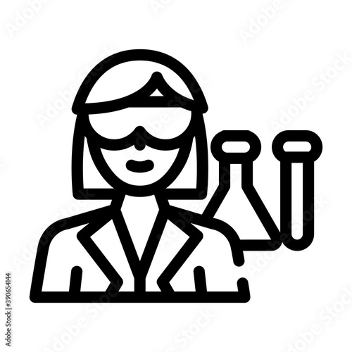 chemist woman job line icon vector illustration
