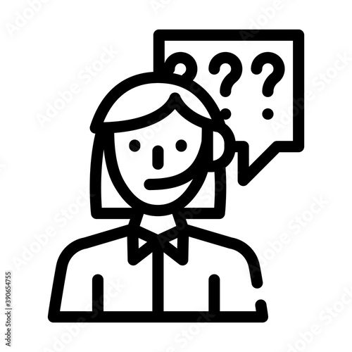 consultant, calling support woman job line icon vector illustration