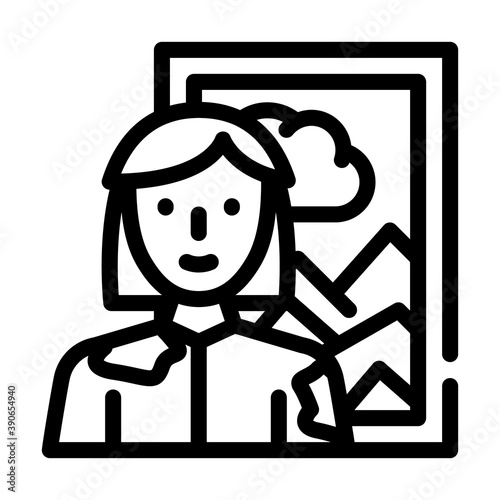artist woman job line icon vector illustration