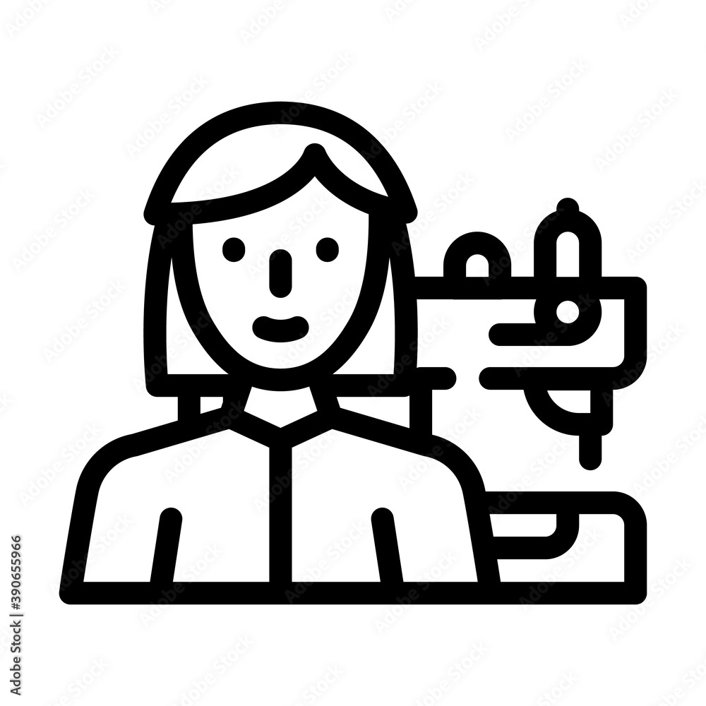 seamstress woman job line icon vector illustration seamstress woman job line icon vector illustration