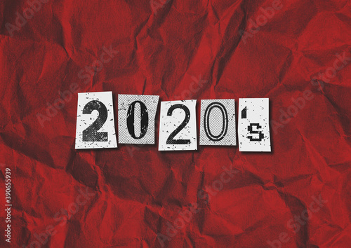 A black, white and red 2020's Punk Rock music style grunge text collage graphic illustration with copy space