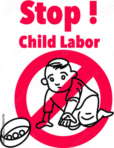 Hand drawn child poverty vector illustration.child beggar vector,sad child beggar,stop child labour