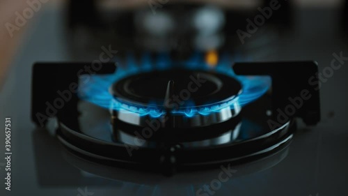 Light A Gas Cooker Manually With Match Slow Motion. Slow motion 4K video.
