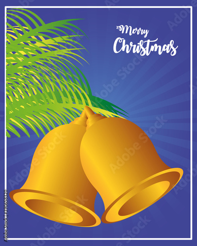 merry christmas, golden bells branch tree decoration