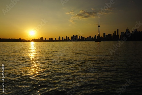 Toronto city panorama at twilight with vivid colors
