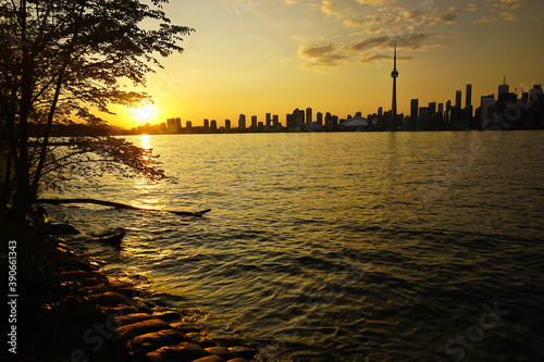 Photography Toronto city panorama at twilight with vivid colors