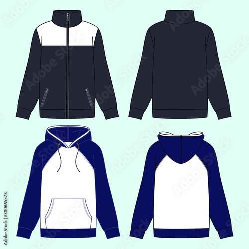 Illustration of silhouettes of sweatshirts with different variants for fashion either winter or summer