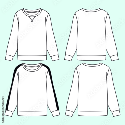 Illustration of silhouettes of sweatshirts with different variants for fashion either winter or summer